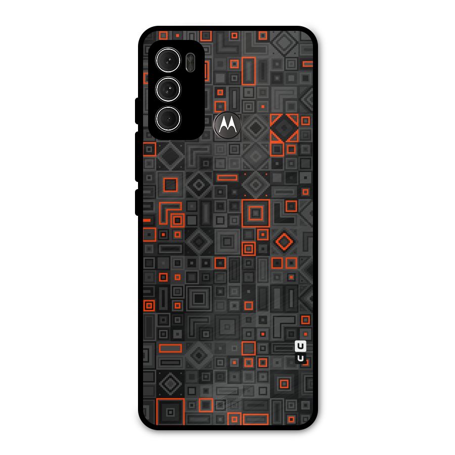 Orange Shapes Abstract Metal Back Case for Moto G60