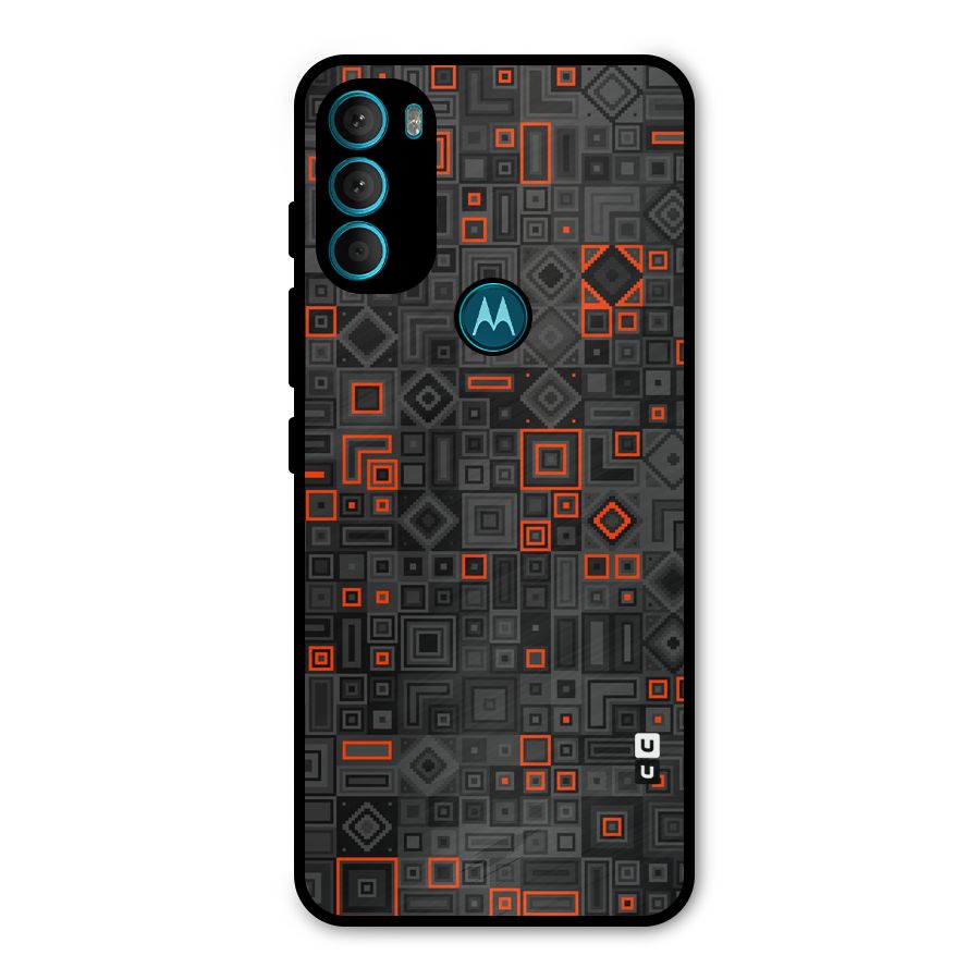 Orange Shapes Abstract Metal Back Case for Moto G71 5G