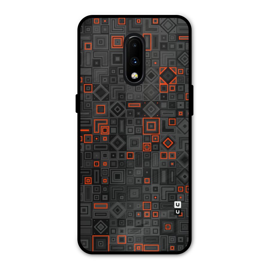 Orange Shapes Abstract Metal Back Case for OnePlus 7