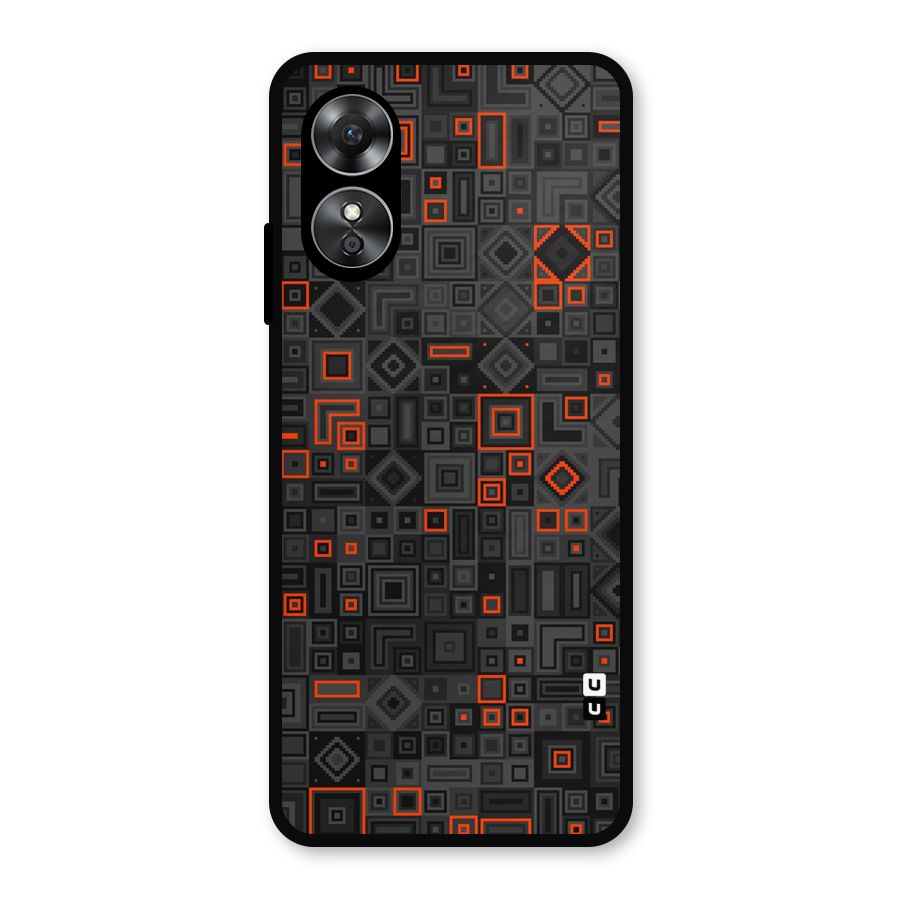 Orange Shapes Abstract Metal Back Case for Oppo A17