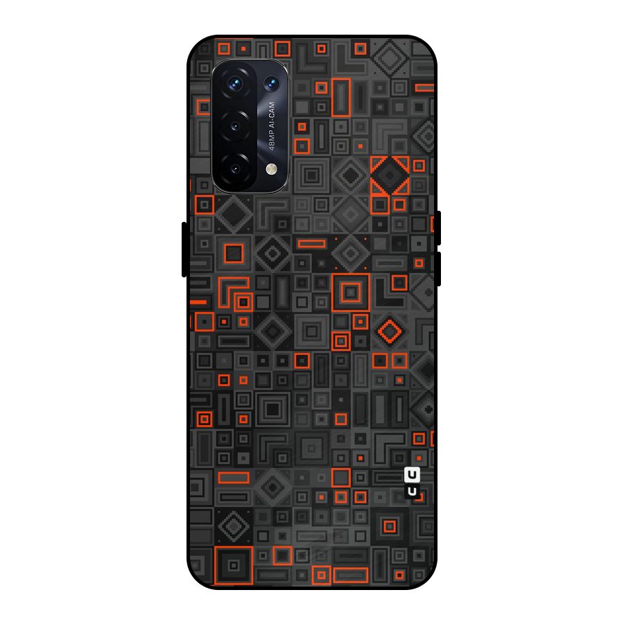 Orange Shapes Abstract Metal Back Case for Oppo A74 5G