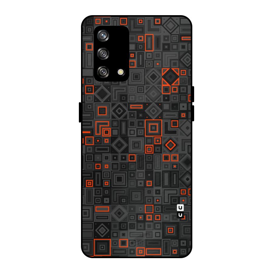 Orange Shapes Abstract Metal Back Case for Oppo F19