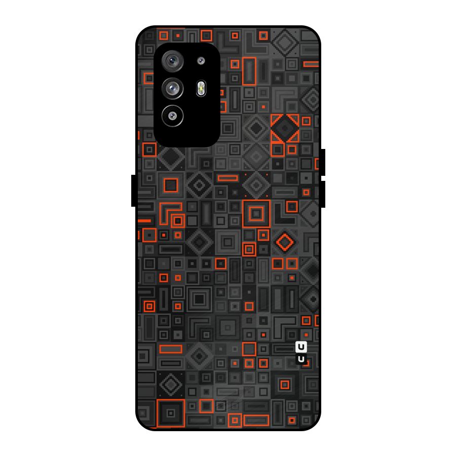 Orange Shapes Abstract Metal Back Case for Oppo F19 Pro Plus 5G