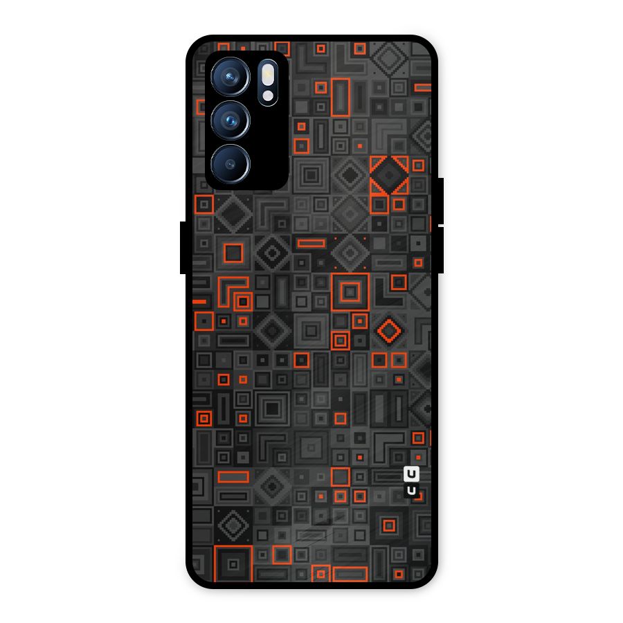 Orange Shapes Abstract Metal Back Case for Oppo Reno6 5G