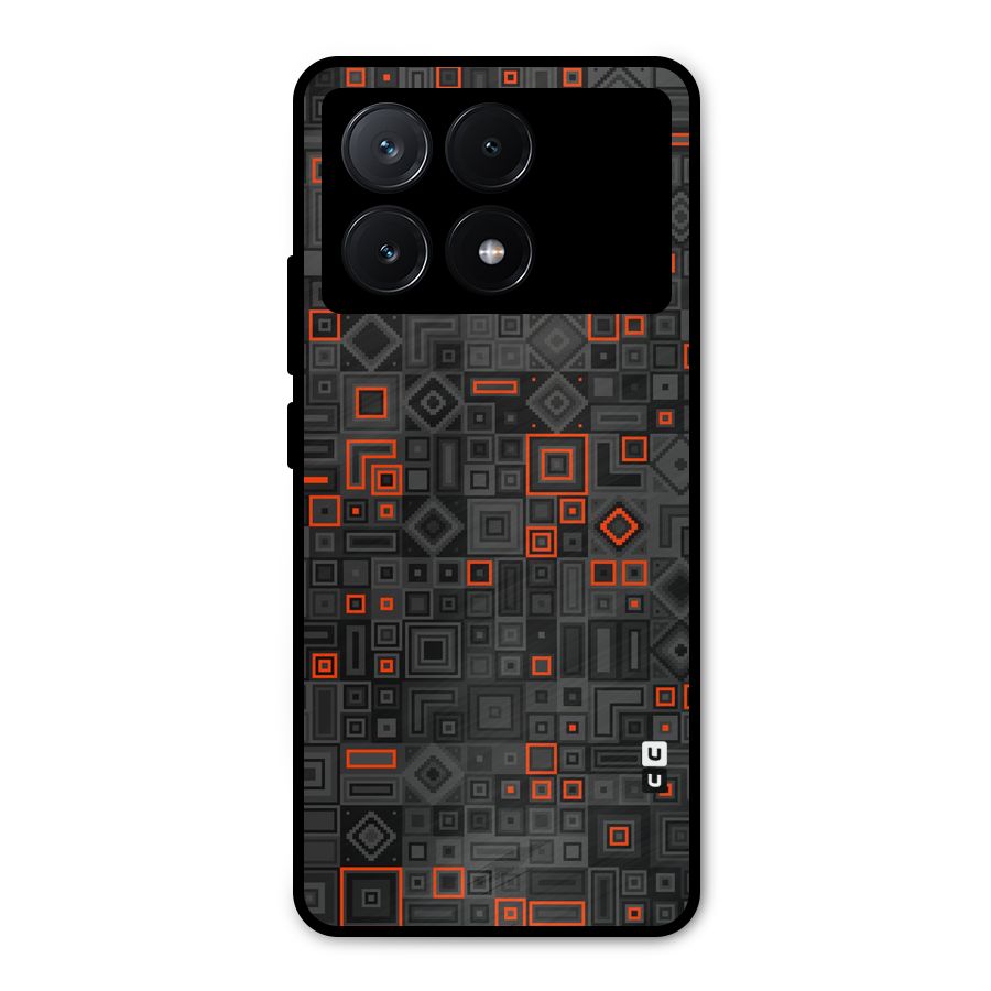 Orange Shapes Abstract Metal Back Case for Poco X6 Pro