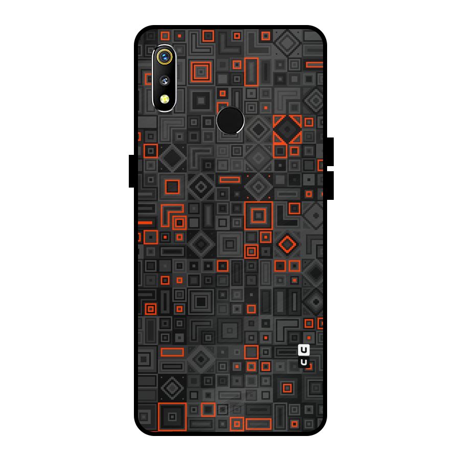 Orange Shapes Abstract Metal Back Case for Realme 3i