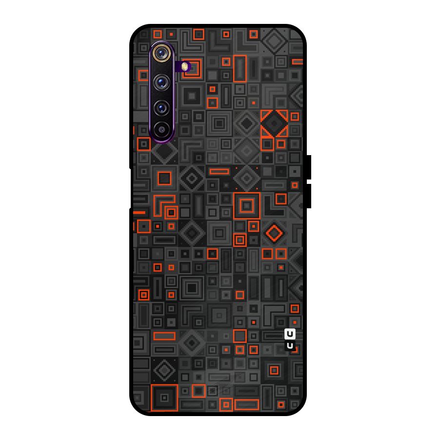 Orange Shapes Abstract Metal Back Case for Realme 6 Pro
