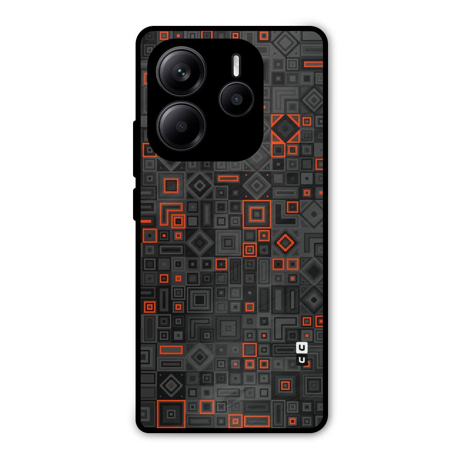 Orange Shapes Abstract Metal Back Case for Redmi Note 14 5G