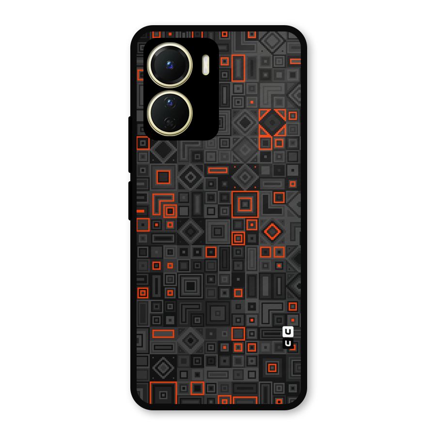 Orange Shapes Abstract Metal Back Case for Vivo T2x