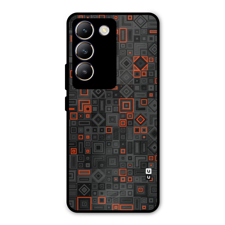 Orange Shapes Abstract Metal Back Case for Vivo T3 5G