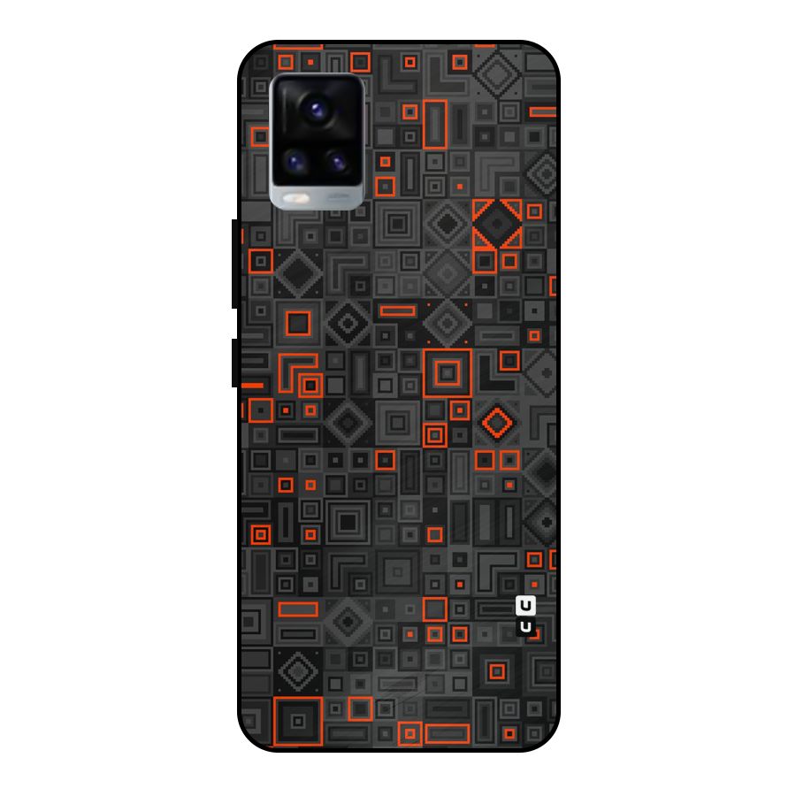 Orange Shapes Abstract Metal Back Case for Vivo V20 2021