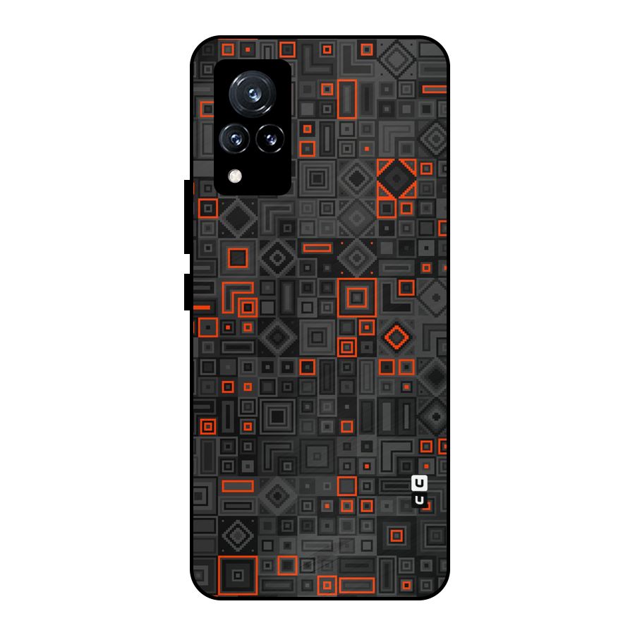 Orange Shapes Abstract Metal Back Case for Vivo V21 5G