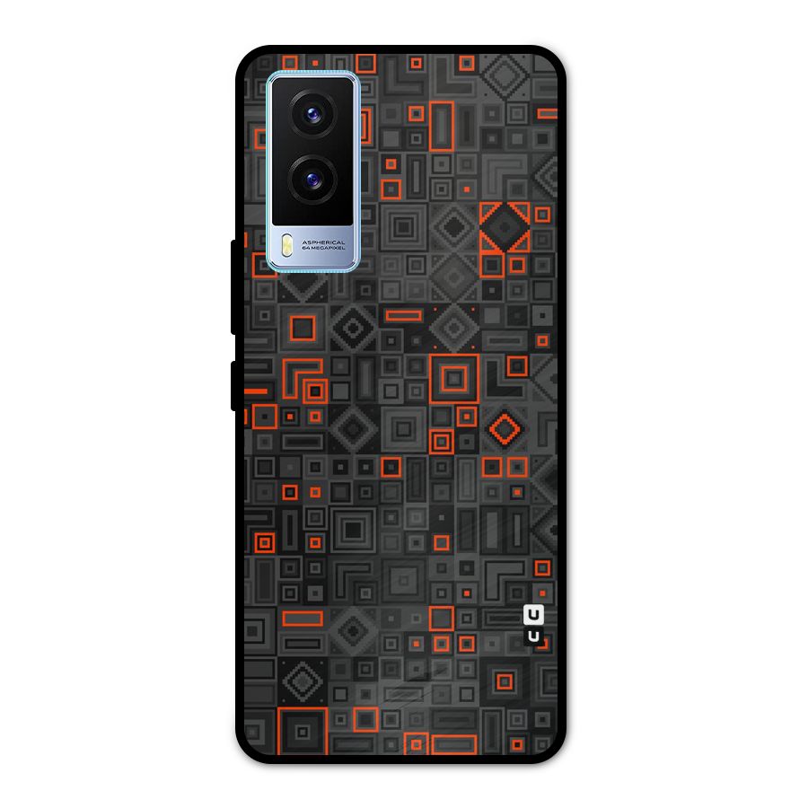 Orange Shapes Abstract Metal Back Case for Vivo V21e 5G