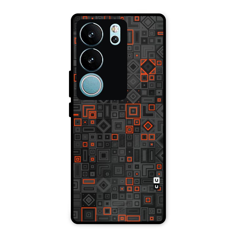 Orange Shapes Abstract Metal Back Case for Vivo V29