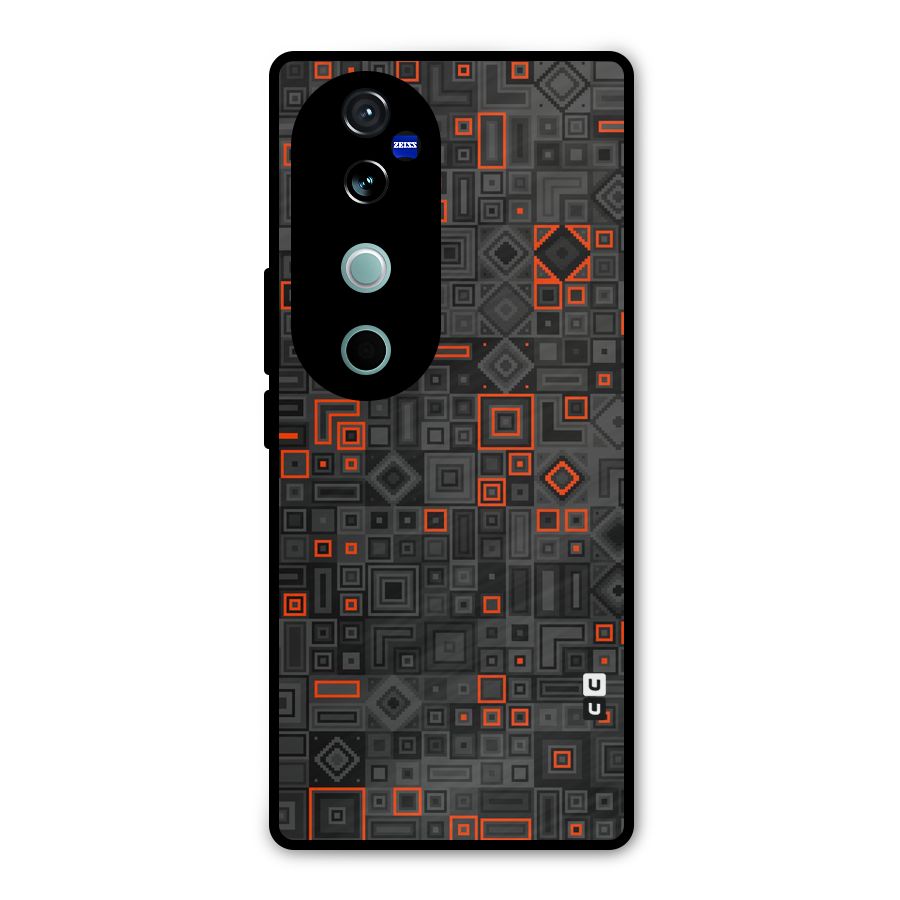 Orange Shapes Abstract Metal Back Case for Vivo V40