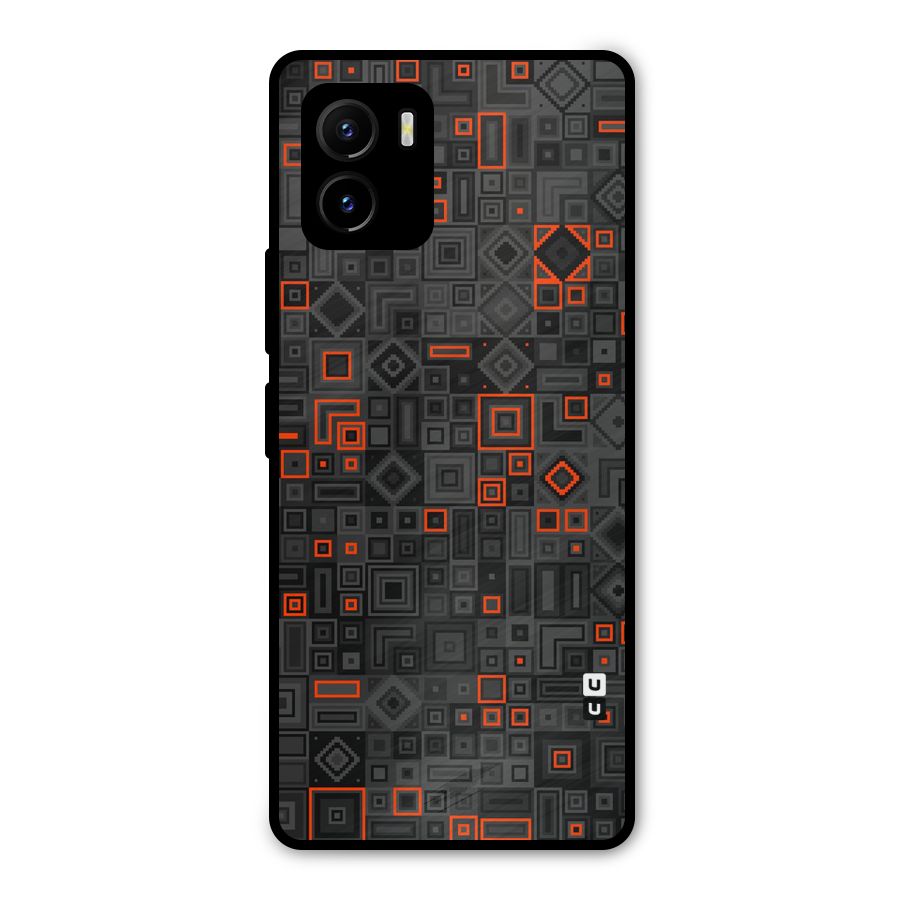 Orange Shapes Abstract Metal Back Case for Vivo Y15s