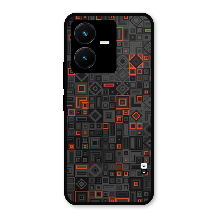 Orange Shapes Abstract Metal Back Case for Vivo Y22