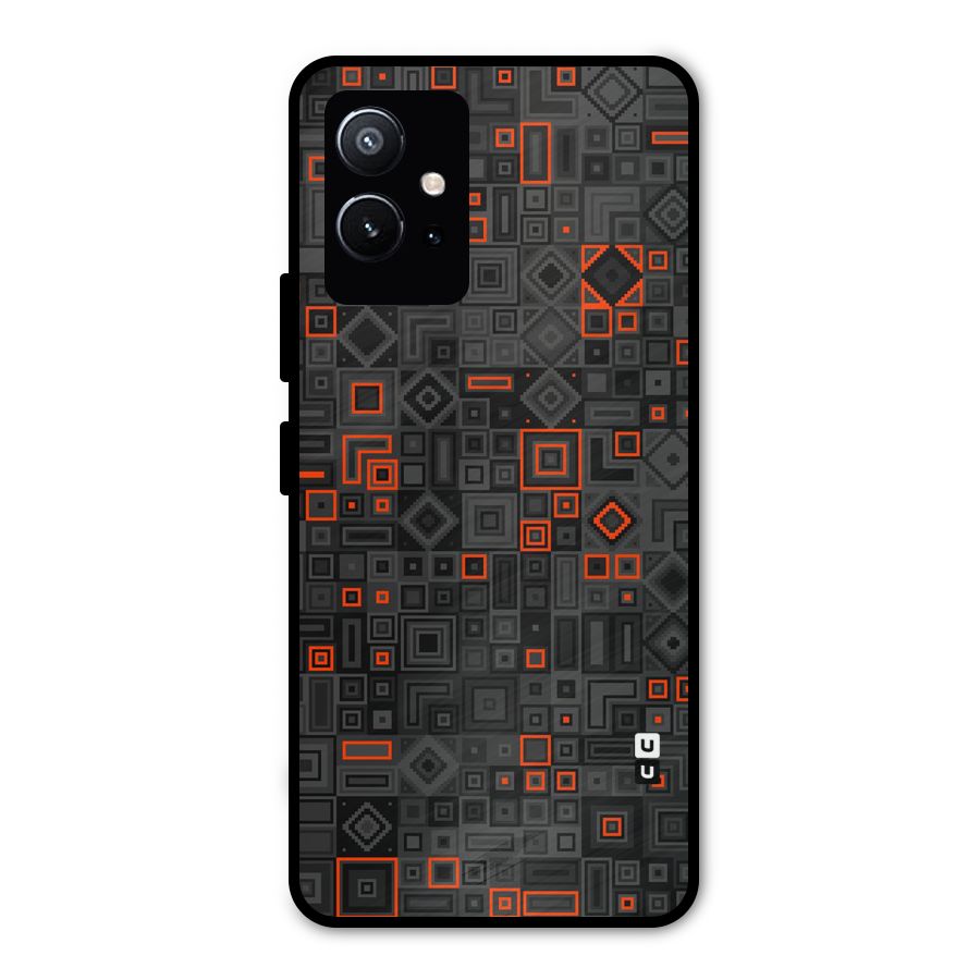 Orange Shapes Abstract Metal Back Case for Vivo Y75 5G