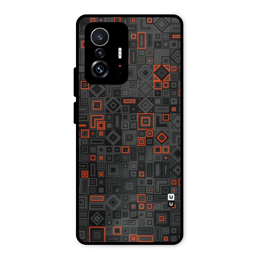 Orange Shapes Abstract Metal Back Case for Xiaomi 11T Pro