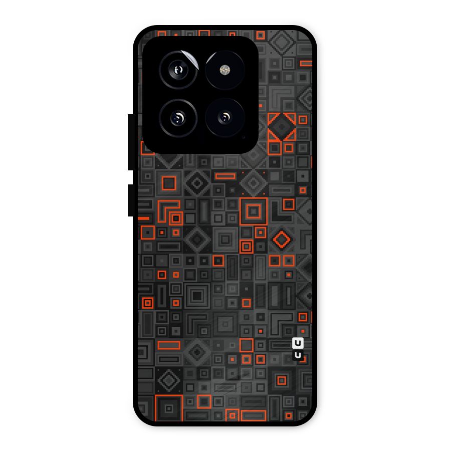 Orange Shapes Abstract Metal Back Case for Xiaomi 14