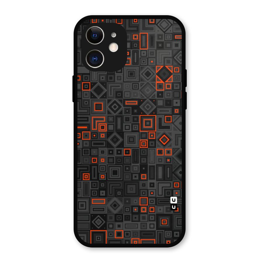 Orange Shapes Abstract Metal Back Case for iPhone 12