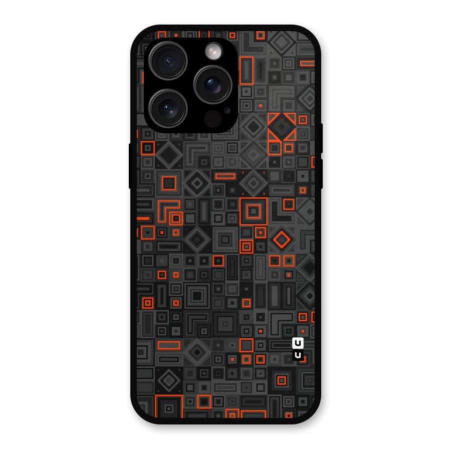Orange Shapes Abstract Metal Back Case for iPhone 15 Pro Max