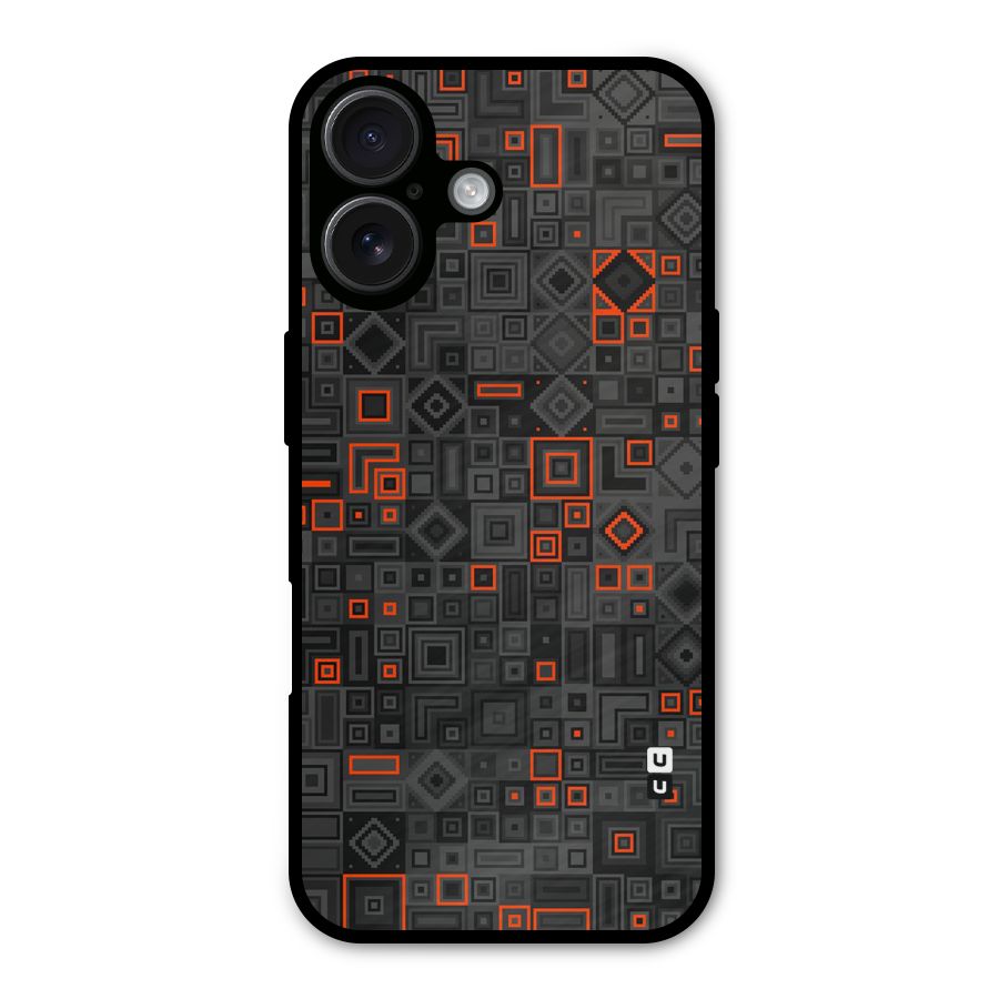 Orange Shapes Abstract Metal Back Case for iPhone 16