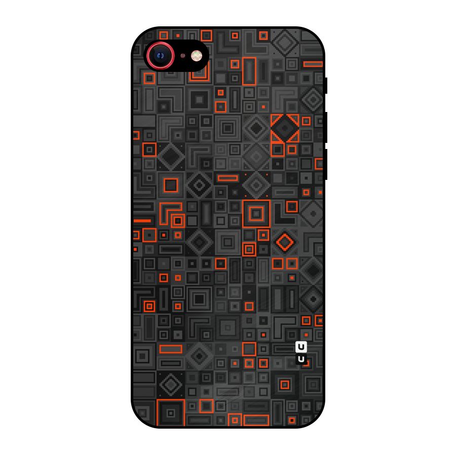 Orange Shapes Abstract Metal Back Case for iPhone 7