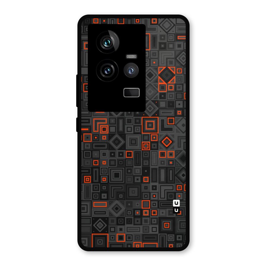 Orange Shapes Abstract Metal Back Case for iQOO 11 5G