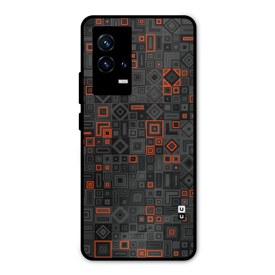 Orange Shapes Abstract Metal Back Case for iQOO 9 5G