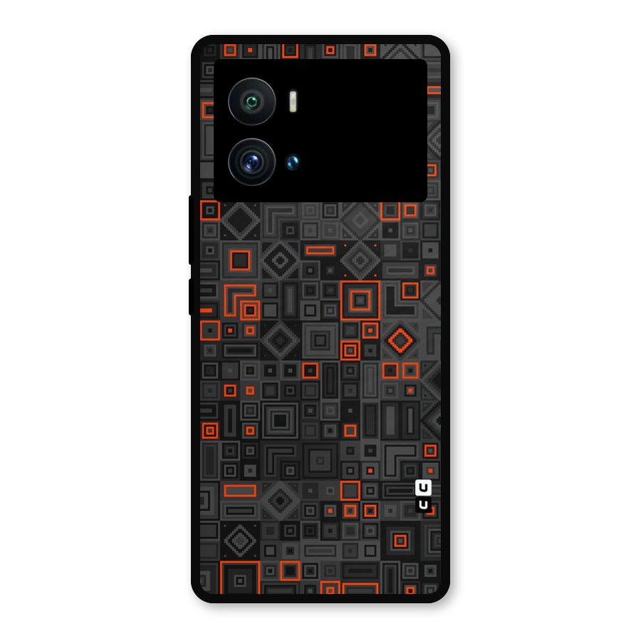 Orange Shapes Abstract Metal Back Case for iQOO 9 Pro