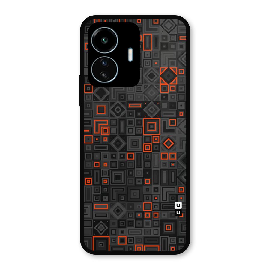 Orange Shapes Abstract Metal Back Case for vivo iQOO Z6 Lite 5G