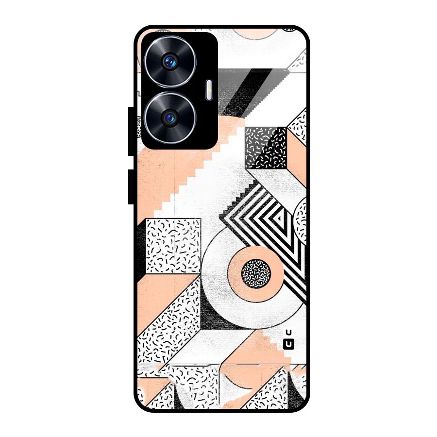 Orange Zig Zag Glass Back Case for Realme Narzo N55