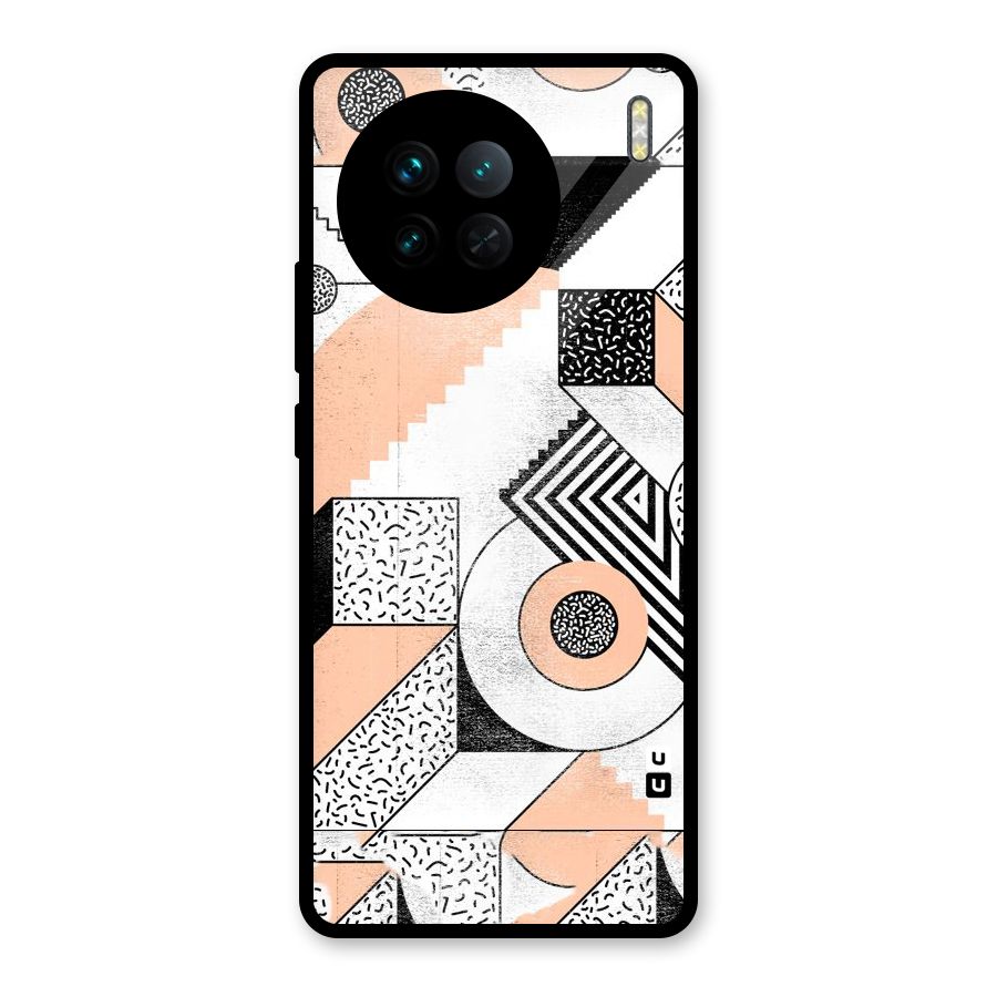 Orange Zig Zag Glass Back Case for Vivo X90