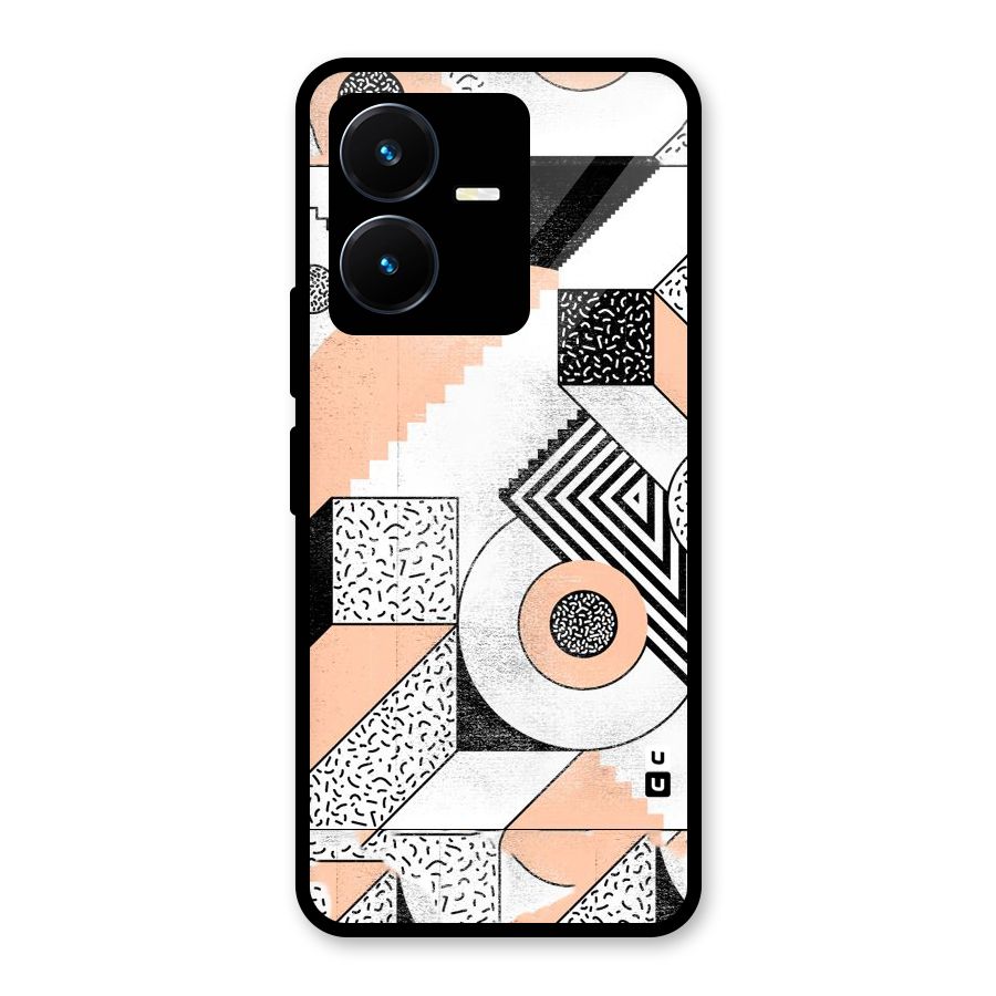 Orange Zig Zag Glass Back Case for Vivo Y22s