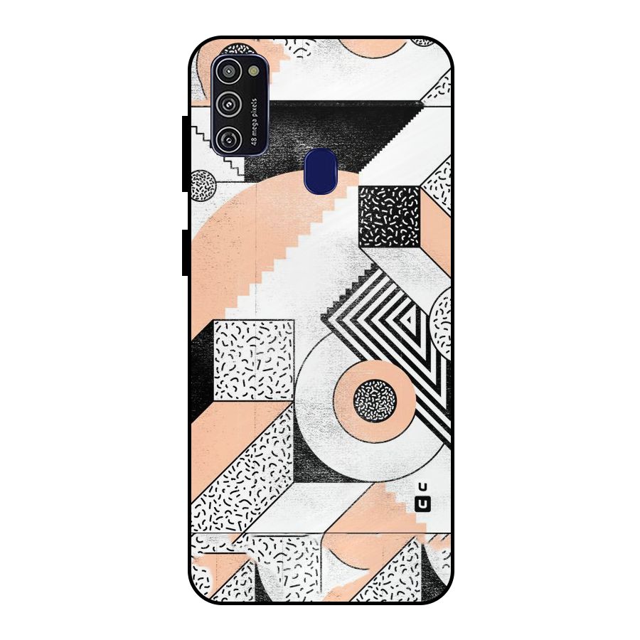 Orange Zig Zag Metal Back Case for Galaxy M21