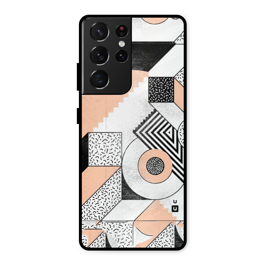 Orange Zig Zag Metal Back Case for Galaxy S21 Ultra 5G