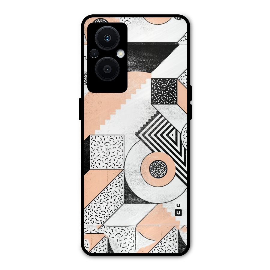Orange Zig Zag Metal Back Case for Oppo F21s Pro 5G