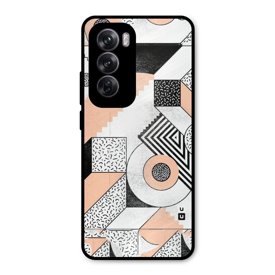 Orange Zig Zag Metal Back Case for Oppo Reno12 Pro