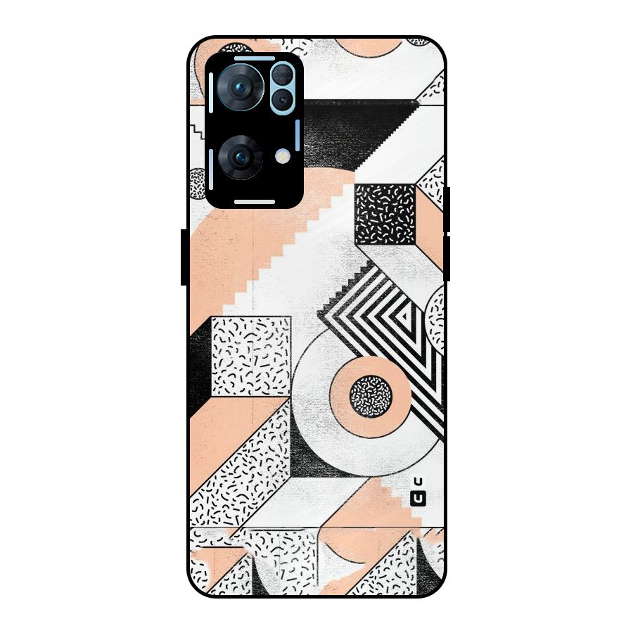Orange Zig Zag Metal Back Case for Oppo Reno7 Pro 5G