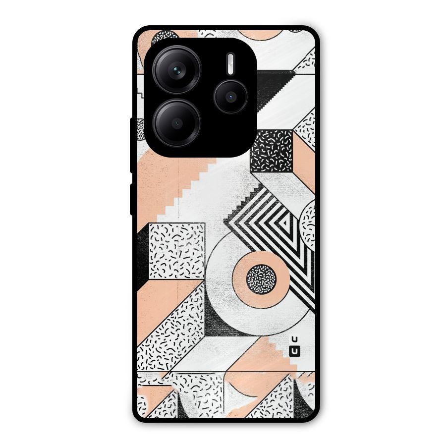Orange Zig Zag Metal Back Case for Redmi Note 14 5G