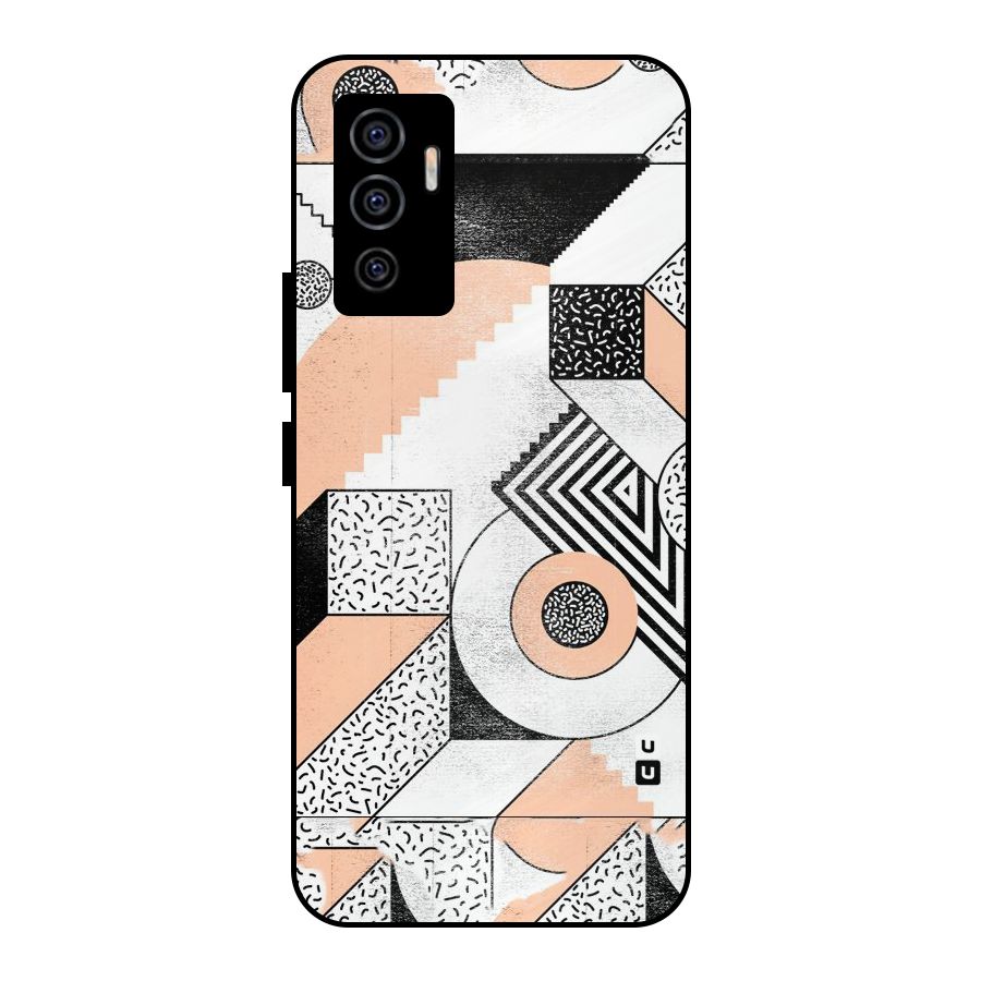 Orange Zig Zag Metal Back Case for Vivo V23e