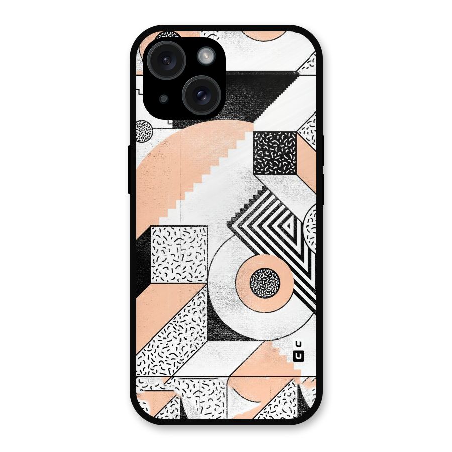 Orange Zig Zag Metal Back Case for iPhone 15