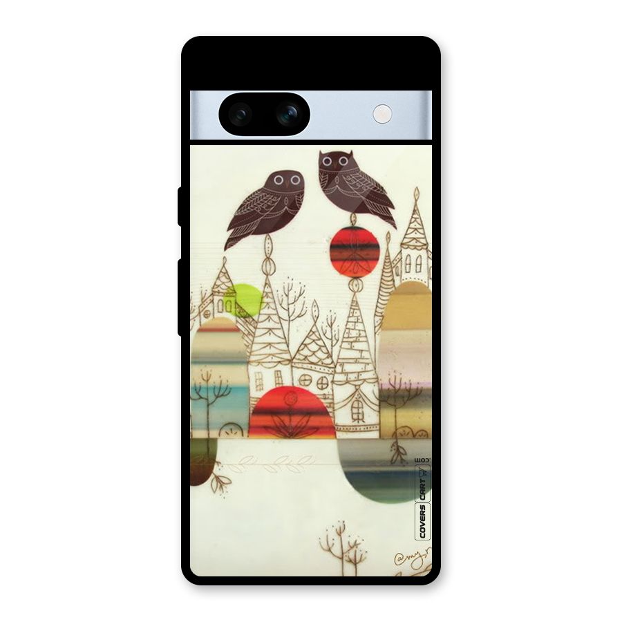 Owl Art Glass Back Case for Google Pixel 7a