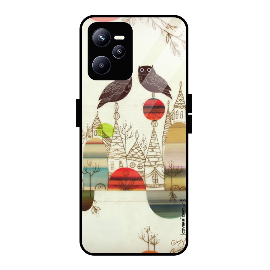 Owl Art Glass Back Case for Realme C35