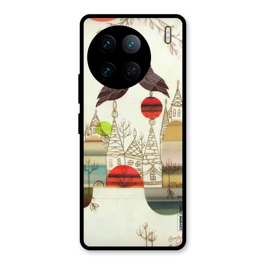 Owl Art Glass Back Case for Vivo X90 Pro