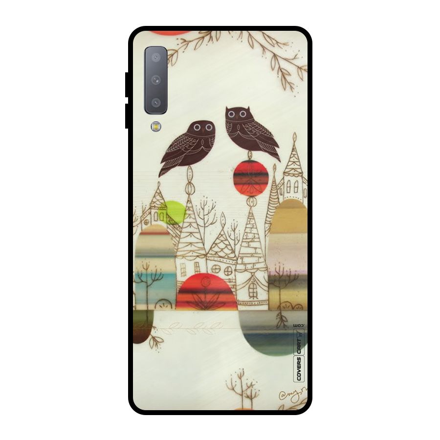 Owl Art Metal Back Case for Galaxy A7 (2018)