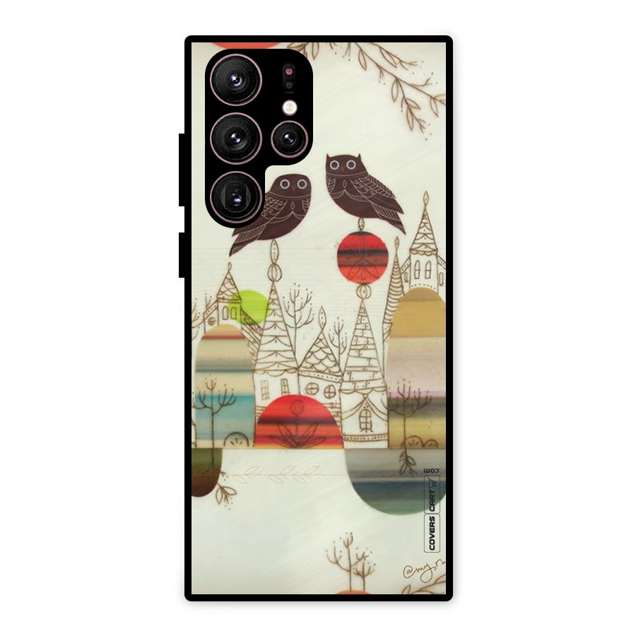 Owl Art Metal Back Case for Galaxy S22 Ultra 5G