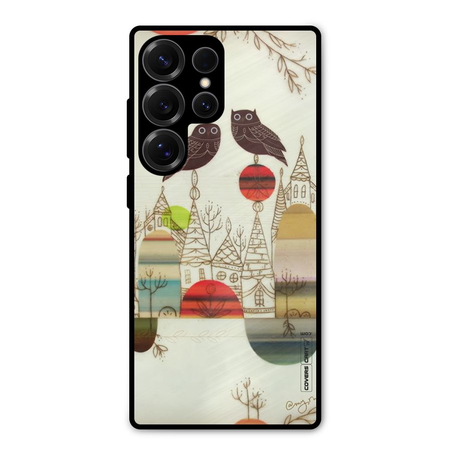 Owl Art Metal Back Case for Galaxy S25 Ultra