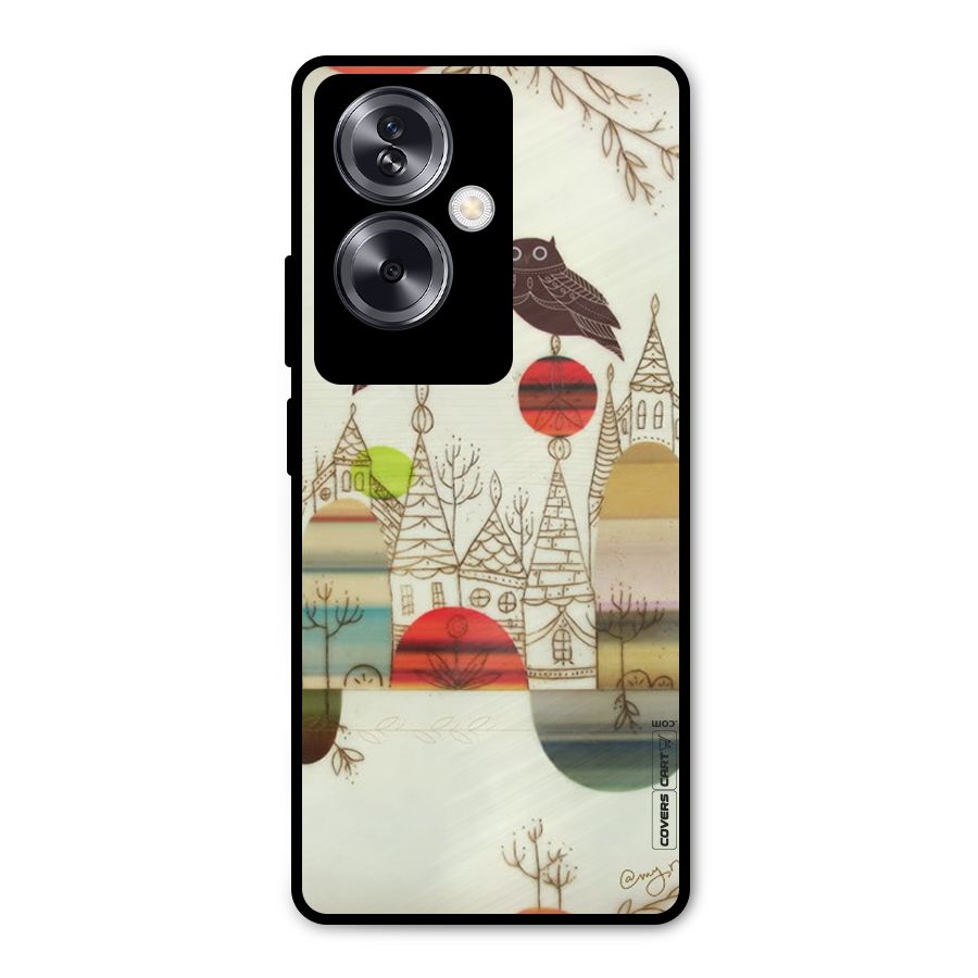 Owl Art Metal Back Case for Oppo A79 5G
